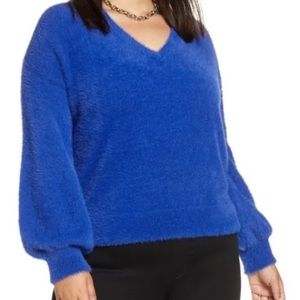 Halogen‎ Womens XS Blue V-Neck Eyelash Sweater NWT 4930